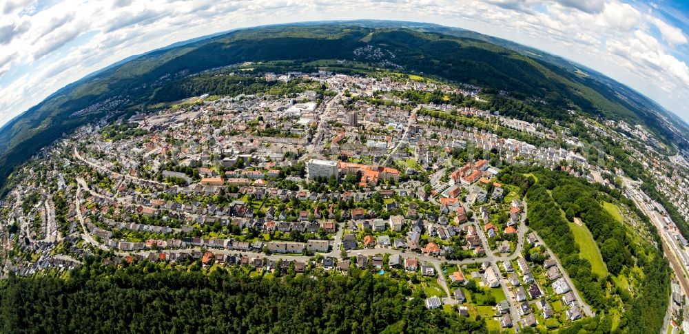 Aerial photograph Arnsberg - Fisheye perspective city view on down town in Arnsberg in the state North Rhine-Westphalia, Germany