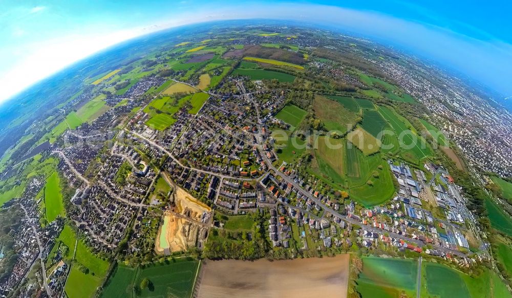 Aerial photograph Hamm - Fisheye perspective city view in the urban area in the district Norddinker in Hamm in the Ruhr area in the state North Rhine-Westphalia, Germany