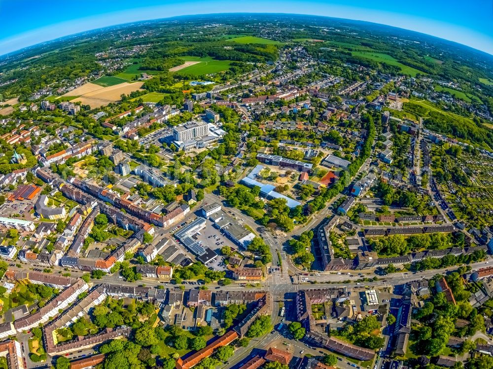 Aerial photograph Herne - Fisheye- perspective city view in the urban area in Herne in the state North Rhine-Westphalia, Germany