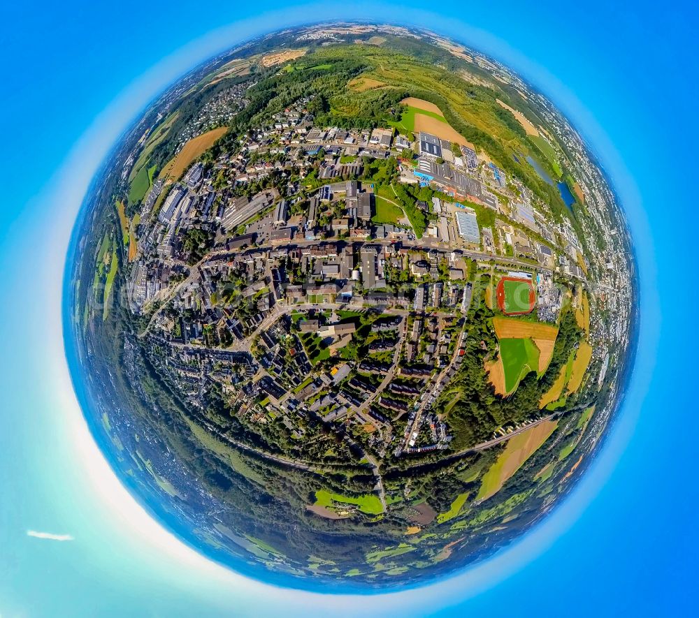 Velbert from the bird's eye view: Fisheye perspective outskirts residential in the district Toenisheide in Velbert at Ruhrgebiet in the state North Rhine-Westphalia, Germany