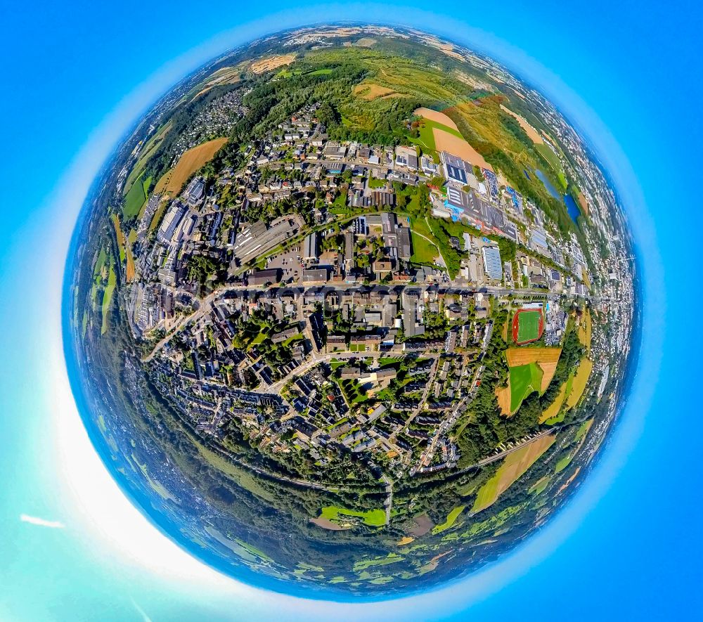 Aerial image Velbert - Fisheye perspective outskirts residential in the district Toenisheide in Velbert at Ruhrgebiet in the state North Rhine-Westphalia, Germany