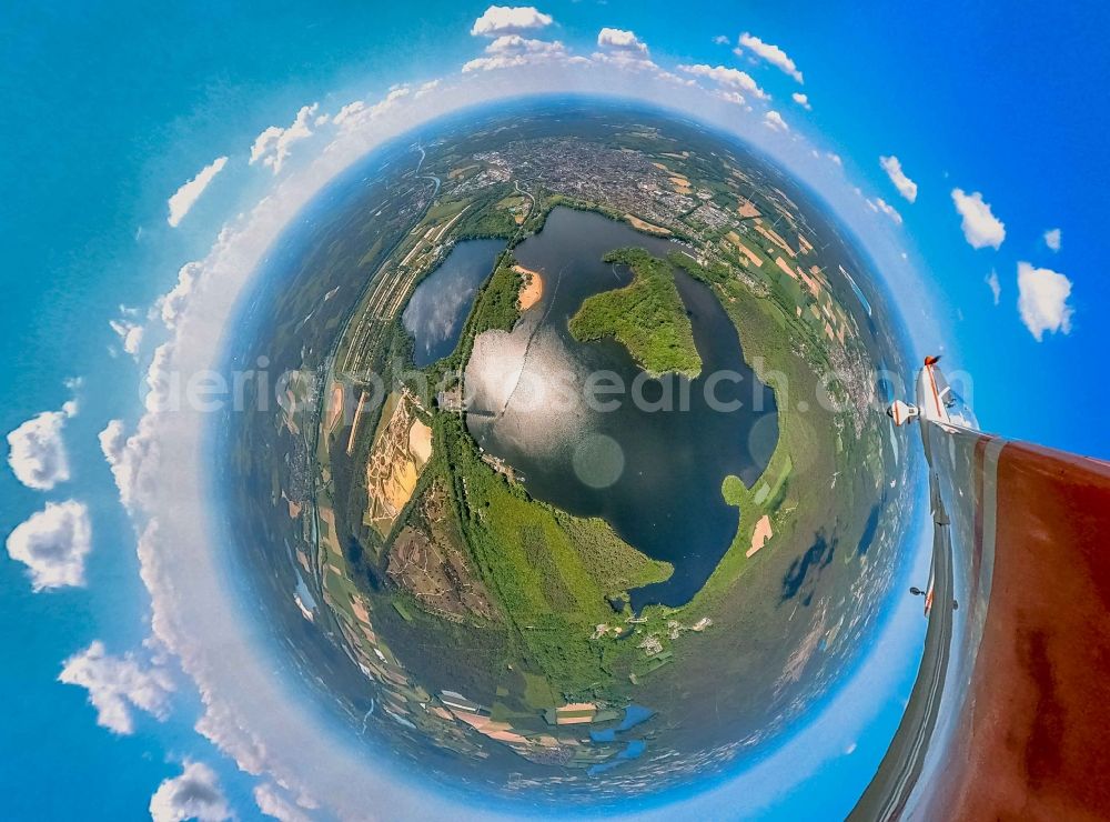 Haltern am See from above - Fisheye perspective shore areas at the lake in Haltern am See in the state North Rhine-Westphalia, Germany