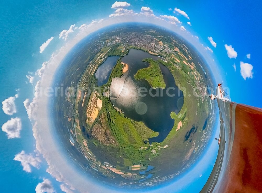 Aerial image Haltern am See - Fisheye perspective shore areas at the lake in Haltern am See in the state North Rhine-Westphalia, Germany