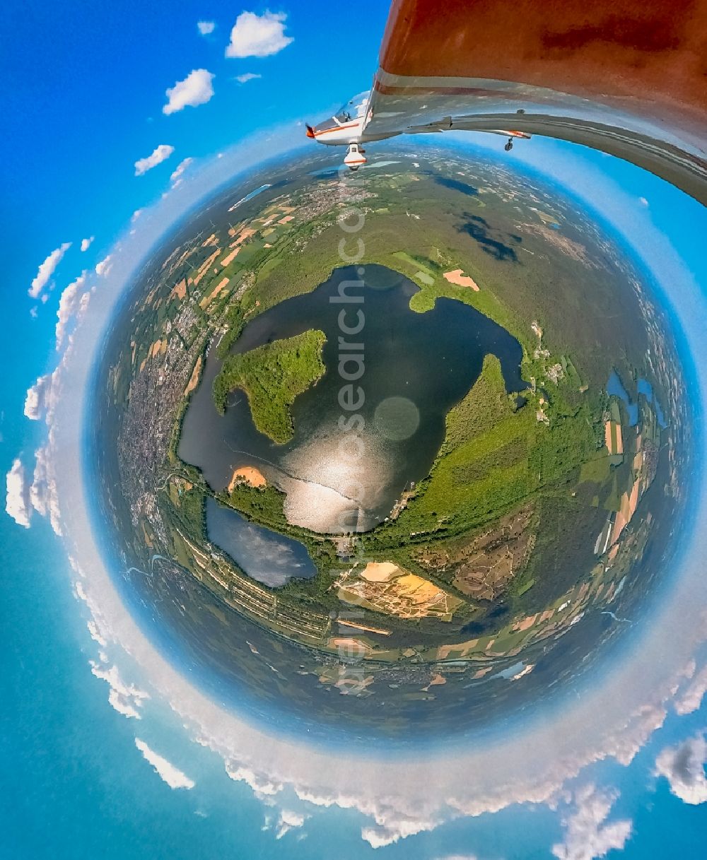 Aerial photograph Haltern am See - Fisheye perspective shore areas at the lake in Haltern am See in the state North Rhine-Westphalia, Germany