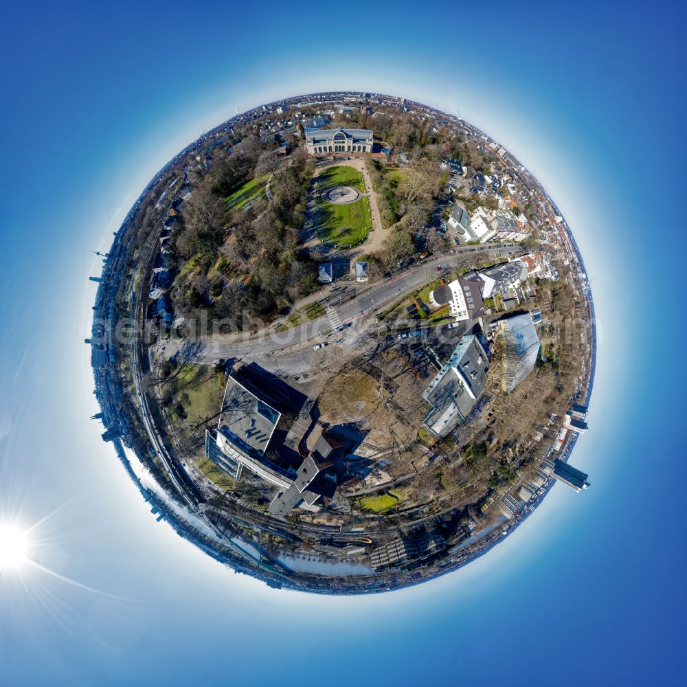 Aerial photograph Köln - Fisheye perspective residential area along the park Flora - Botanical Garden in the district Riehl in Cologne in the state North Rhine-Westphalia, Germany