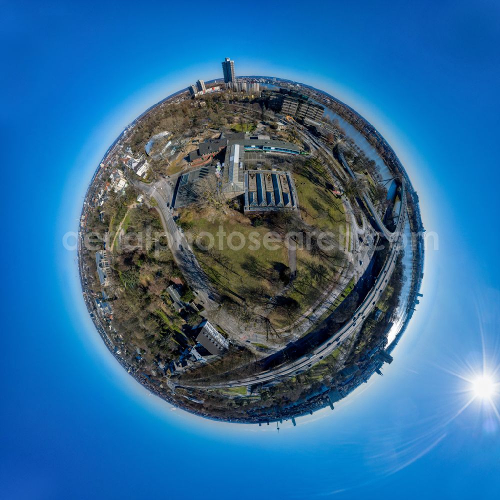 Aerial image Köln - Fisheye perspective zoo grounds on street Riehler Strasse on place Lenneplatz in the district Riehl in Cologne in the state North Rhine-Westphalia, Germany