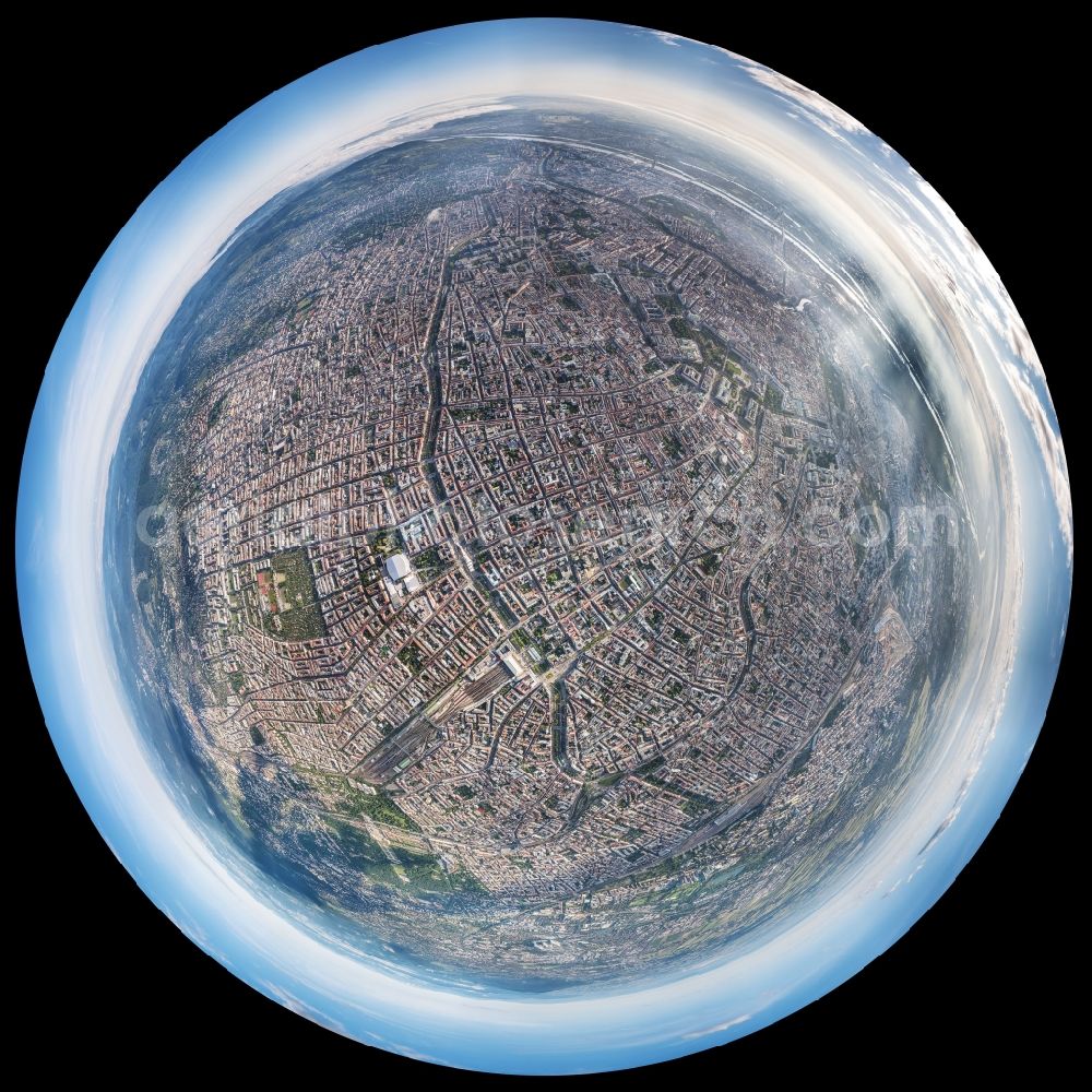 Aerial image Wien - Fisheye Cityscape of downtown area in the district Mariahilf in Wien in Austria