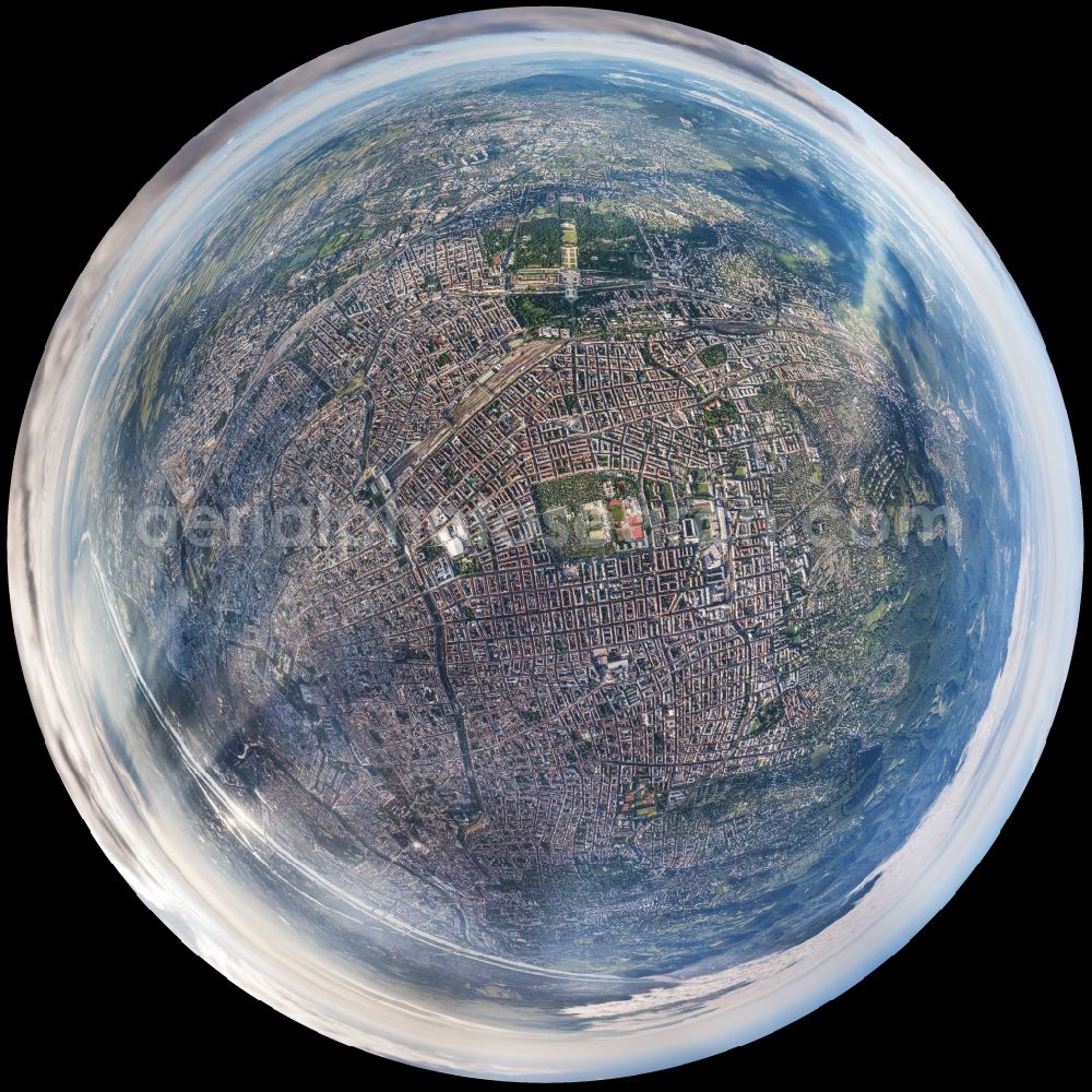 Aerial photograph Wien - Fisheye Cityscape of downtown area in the district Rudolfsheim-Fuenfhaus, Schmelz, Ottagring und Neulerchenfeld in Vienna in Austria