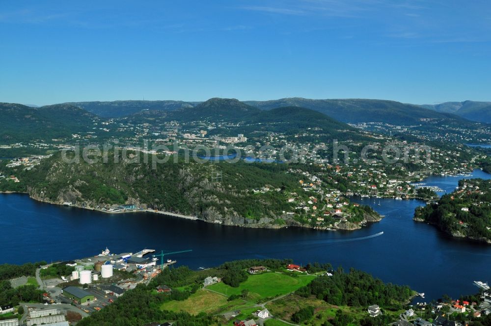 Aerial image Bergen - Views of the rugged fjords of the city of Bergen in Hordaland in Norway