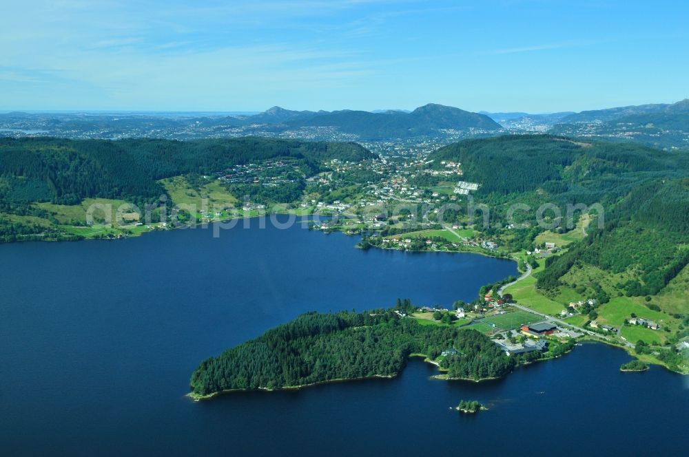 Aerial image Bergen - Views of the rugged fjords of the city of Bergen in Hordaland in Norway