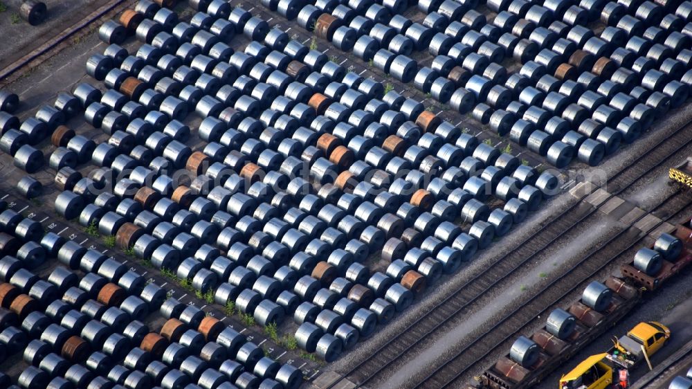 Aerial photograph Andernach - Flat steel bearings on rollers in Andernach in the state Rhineland-Palatinate, Germany