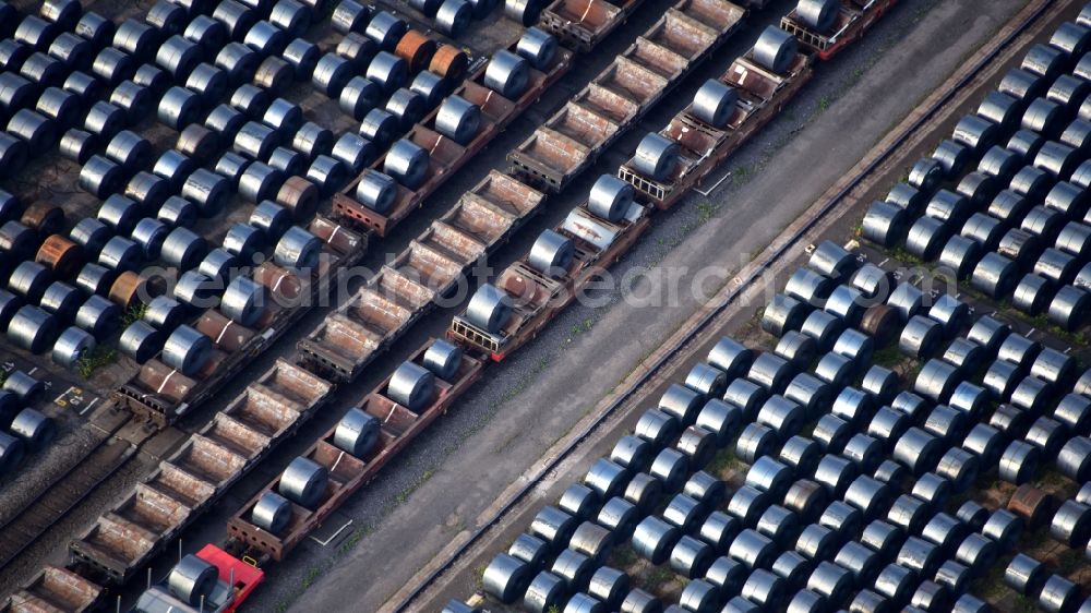 Andernach from above - Flat steel bearings on rollers in Andernach in the state Rhineland-Palatinate, Germany