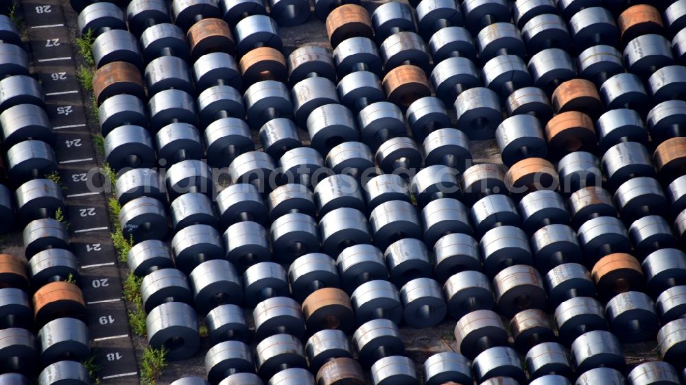 Aerial photograph Andernach - Flat steel bearings on rollers in Andernach in the state Rhineland-Palatinate, Germany