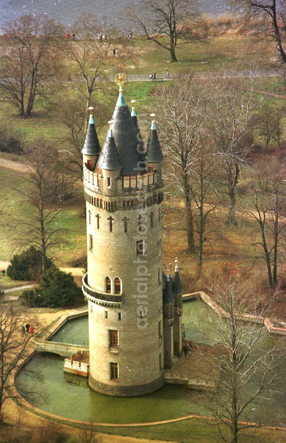 Babelsberg from above - 06.03.95 Flatowturm im Park Babelsberg