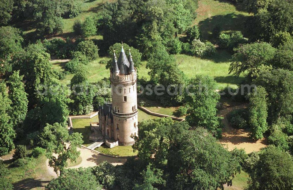 Aerial photograph Potsdam - Park Babelsberg - Flatowturm im Park Babelsberg