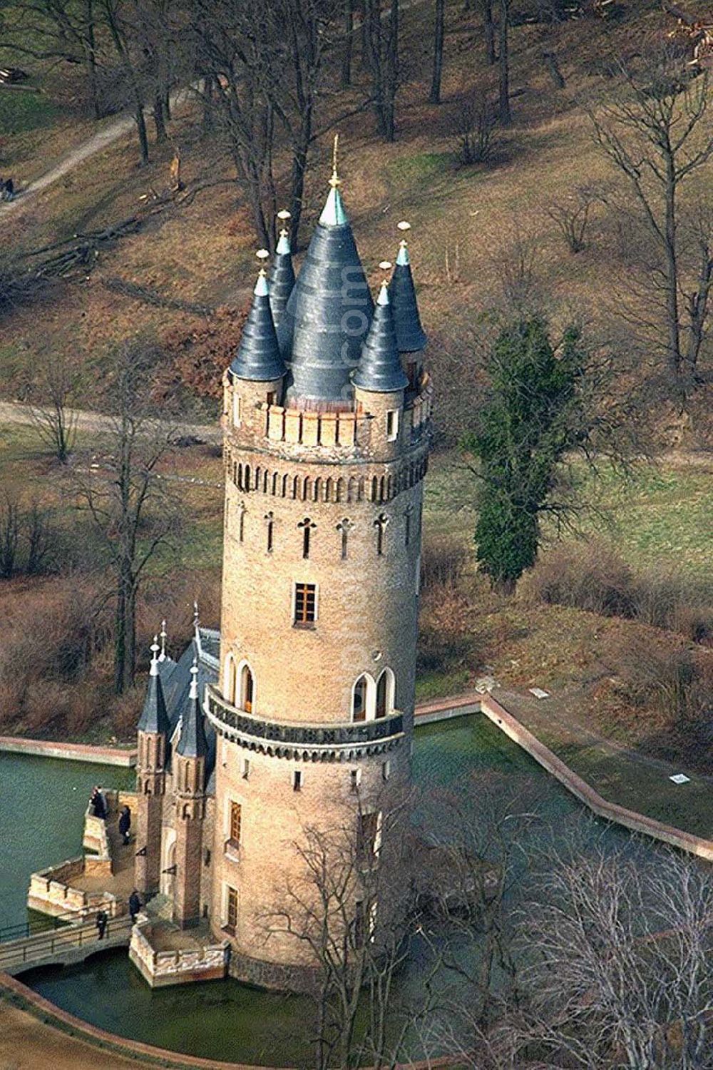 Potsdam Babelsberg from above - Flatowturm im Park von Potsdam-Babelsberg