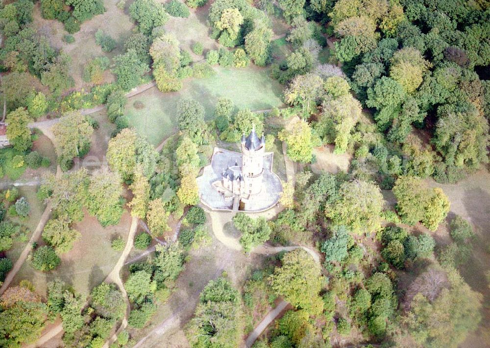 Potsdam-Babelsberg / BRB from the bird's eye view: Flatowturm im Park von Potsdam - Babelsberg.