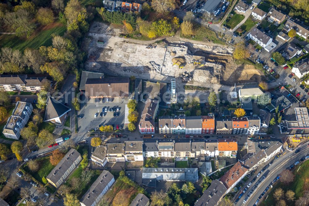 Bochum from above - Areas - demolition and unsealing work on the street Huettenstrasse in Bochum at Ruhrgebiet in the state North Rhine-Westphalia, Germany