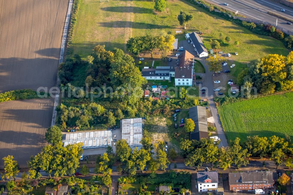 Gladbeck from above - Container settlement as temporary shelter and reception center for refugees Im Linnerott in Gladbeck in the state North Rhine-Westphalia