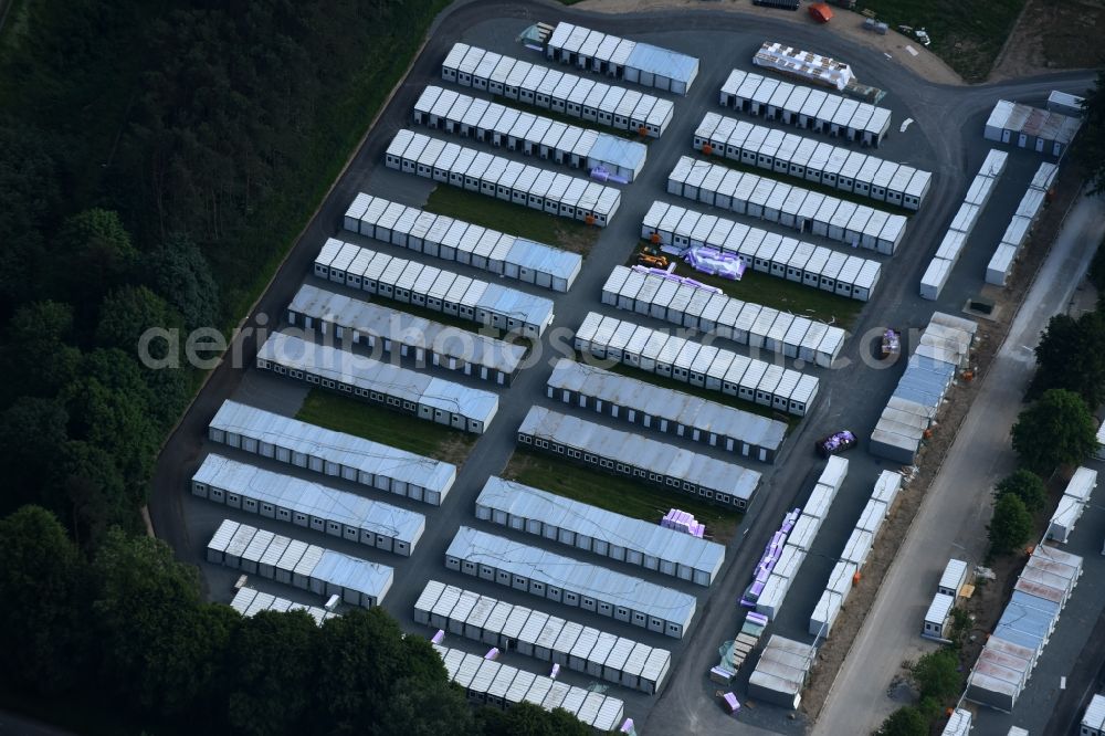 Aerial image Bad Segeberg - Container settlement as temporary shelter and reception center for refugees LevoPark on Bramstedter Landstrasse in Bad Segeberg in the state Schleswig-Holstein