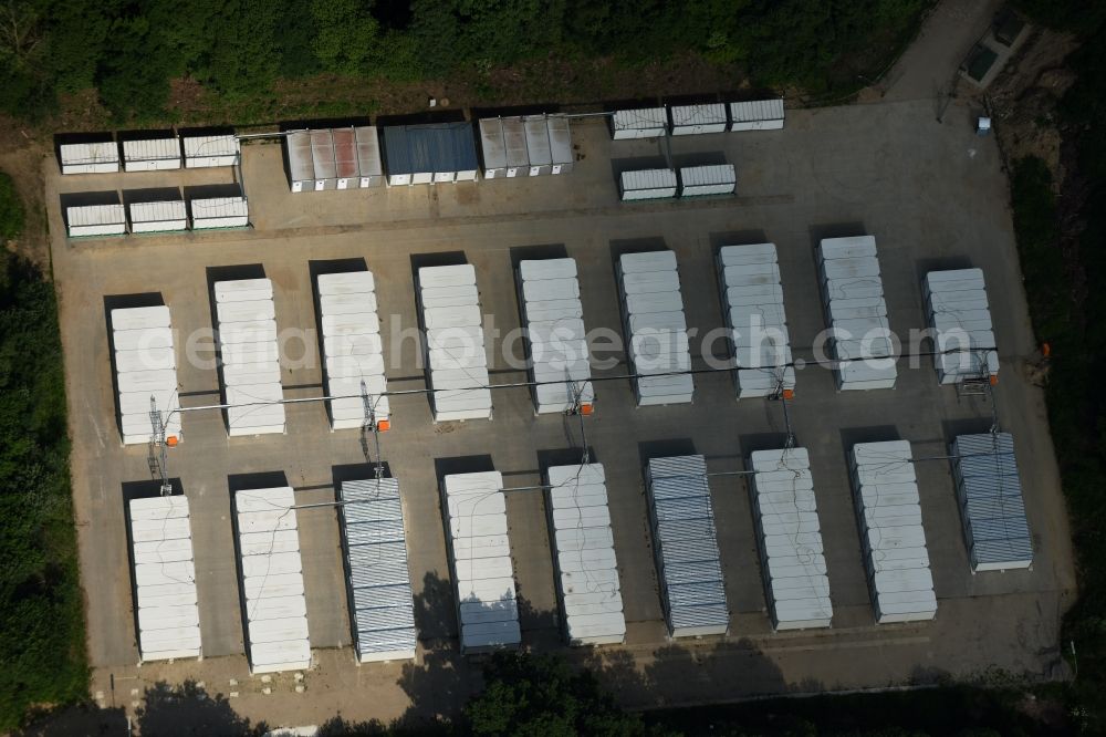 Aerial photograph Bad Segeberg - Container settlement as temporary shelter and reception center for refugees LevoPark on Bramstedter Landstrasse in Bad Segeberg in the state Schleswig-Holstein