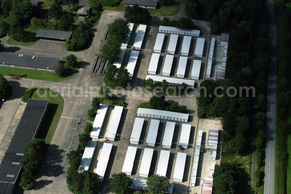 Seeth from the bird's eye view: Container settlement as temporary shelter and reception center for refugees in Seeth in the state Schleswig-Holstein