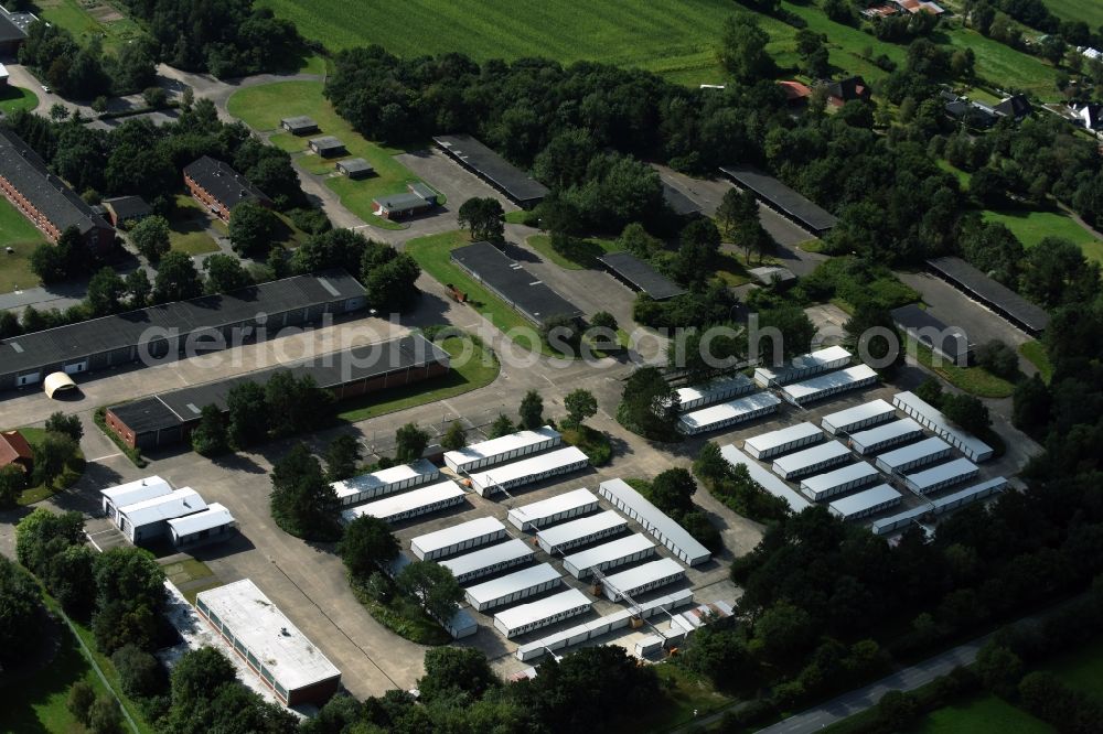 Seeth from the bird's eye view: Container settlement as temporary shelter and reception center for refugees in Seeth in the state Schleswig-Holstein