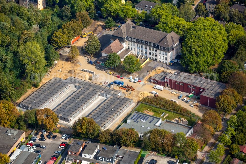 Dortmund from the bird's eye view: Container settlement for refugees at the Entenpoth in Dortmund in the state North Rhine-Westphalia