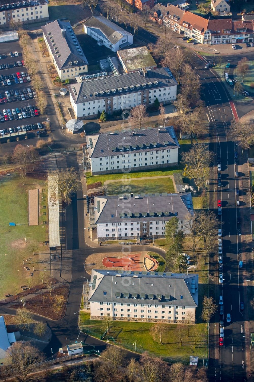 Aerial photograph Hamm - Refugee - buildings on Alter Uentroper Weg in Hamm in the state North Rhine-Westphalia