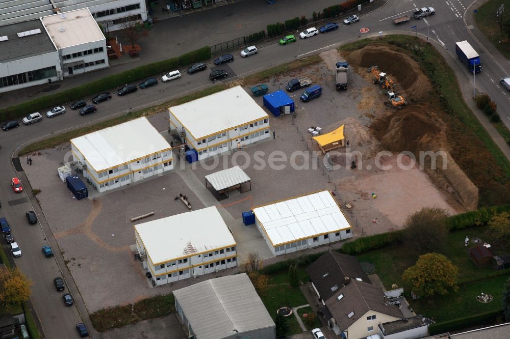 Aerial image Bad Säckingen - Construction site for the new building of Asylum accommodation buildings and Containers in Bad Saeckingen in the state Baden-Wuerttemberg