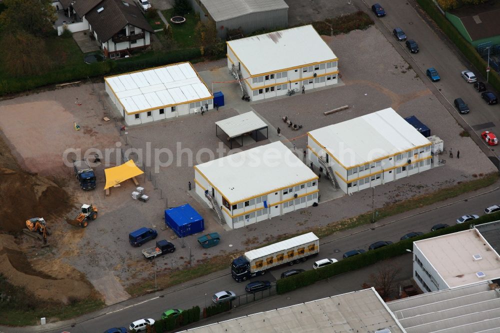 Aerial photograph Bad Säckingen - Construction site for the new building of Asylum accommodation buildings and Containers in Bad Saeckingen in the state Baden-Wuerttemberg