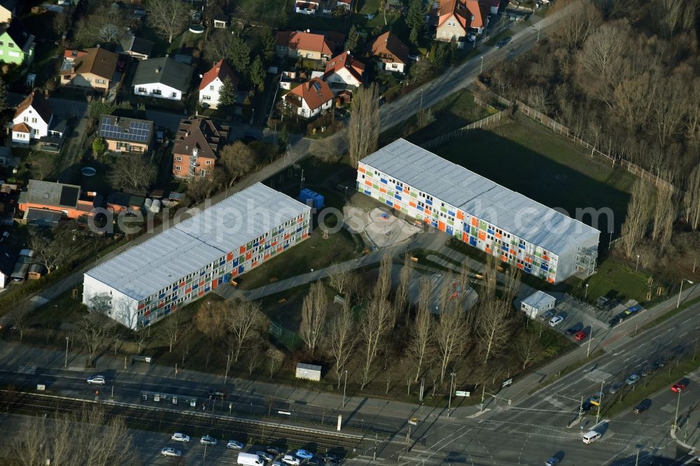 Aerial photograph Berlin - Refugee - buildings am Blumberger Damm im Stadtteil Marzahn in Berlin in Germany