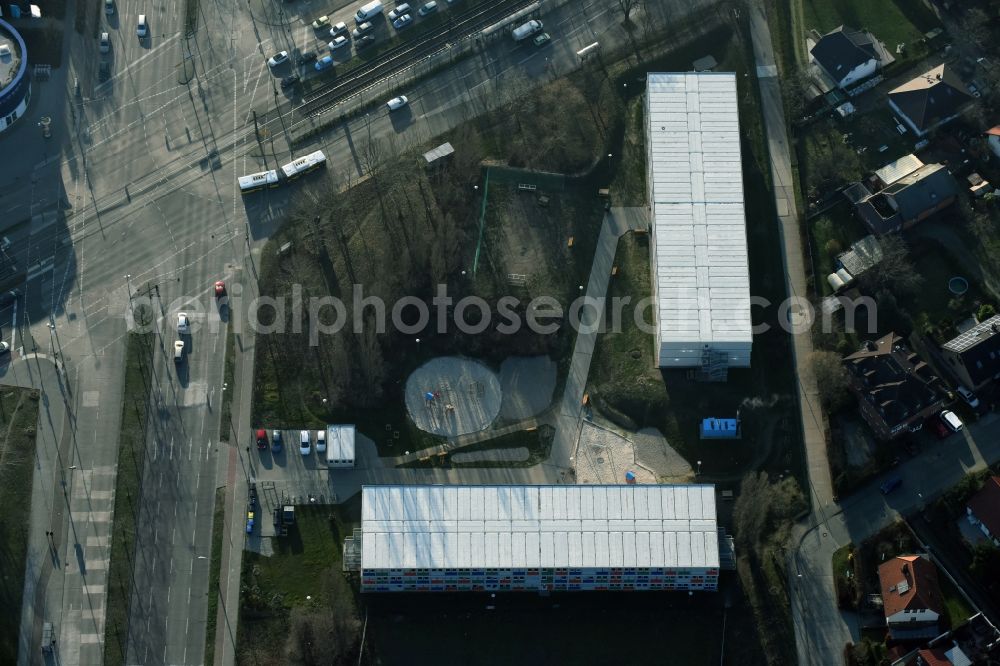 Aerial image Berlin - Refugee - buildings am Blumberger Damm im Stadtteil Marzahn in Berlin in Germany