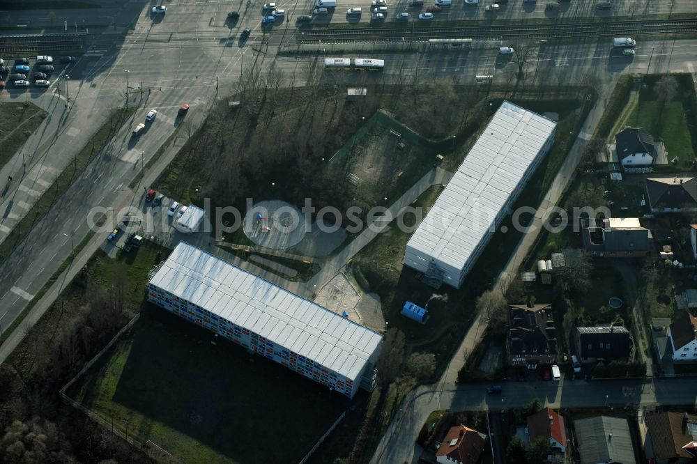 Aerial photograph Berlin - Refugee - buildings am Blumberger Damm im Stadtteil Marzahn in Berlin in Germany