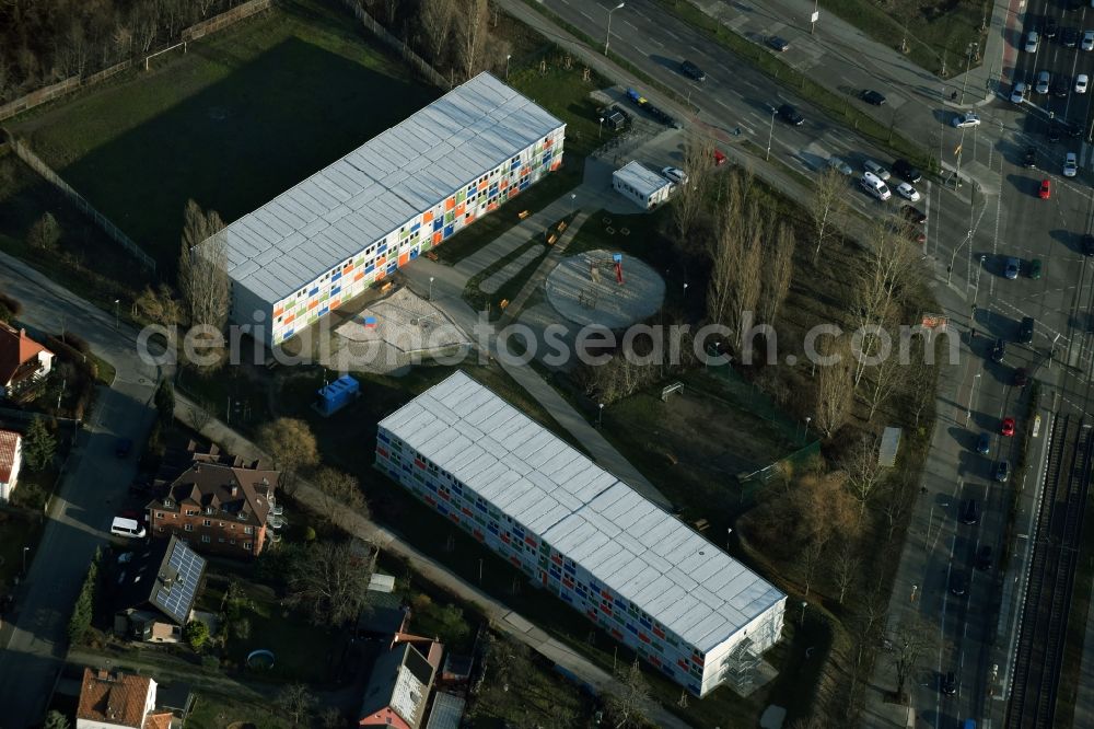 Berlin from the bird's eye view: Refugee - buildings am Blumberger Damm im Stadtteil Marzahn in Berlin in Germany