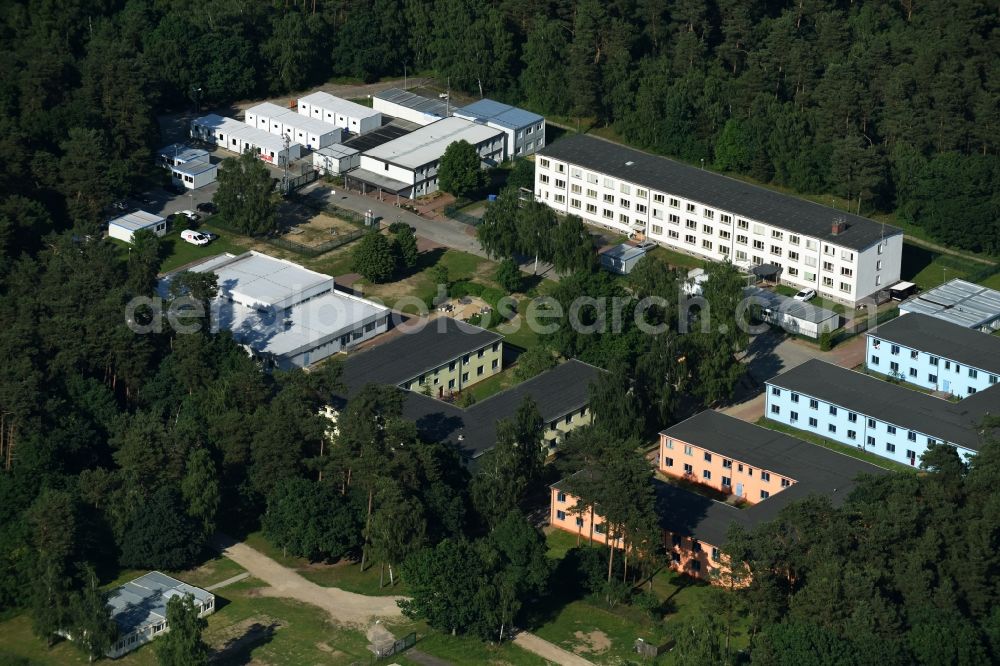 Nostorf from above - Refugee - buildings des Bundesamt fuer Migration und Fluechtlinge Horst Nostorfer Strasse in Nostorf in the state Mecklenburg - Western Pomerania