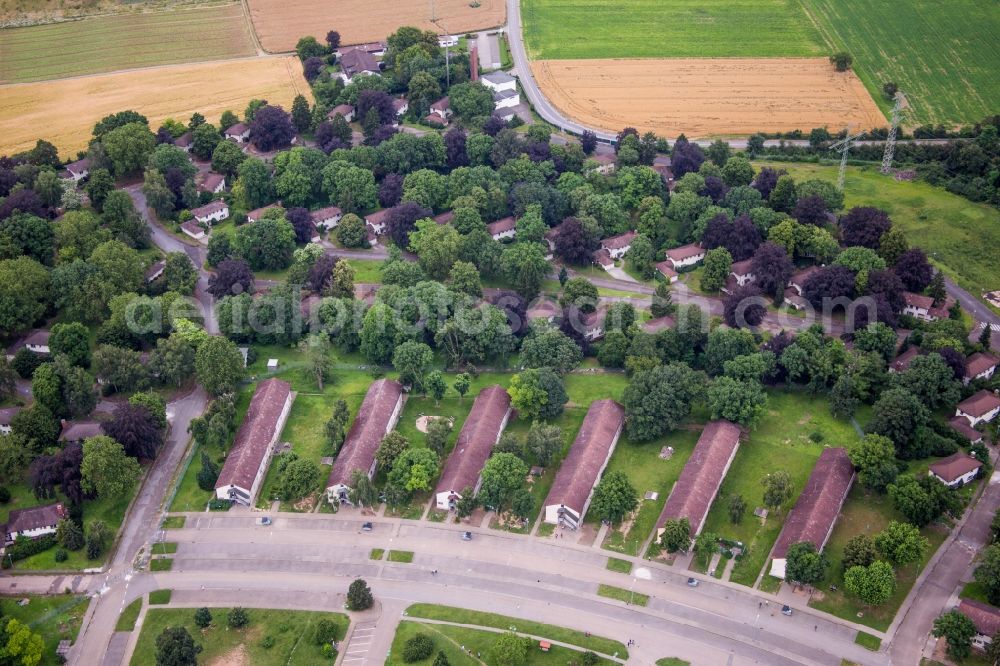 Aerial image Heidelberg - Refugee - buildings Erstaufnahmeeinrichtung of Lanof Baden-Wuerttemberg in the district Patrick-Henry-Village in Heidelberg in the state Baden-Wuerttemberg, Germany