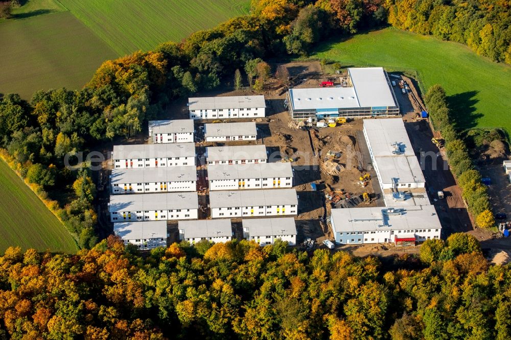 Aerial photograph Essen - Refugee - buildings Fischlaken formerly Kutel in Essen in the state North Rhine-Westphalia