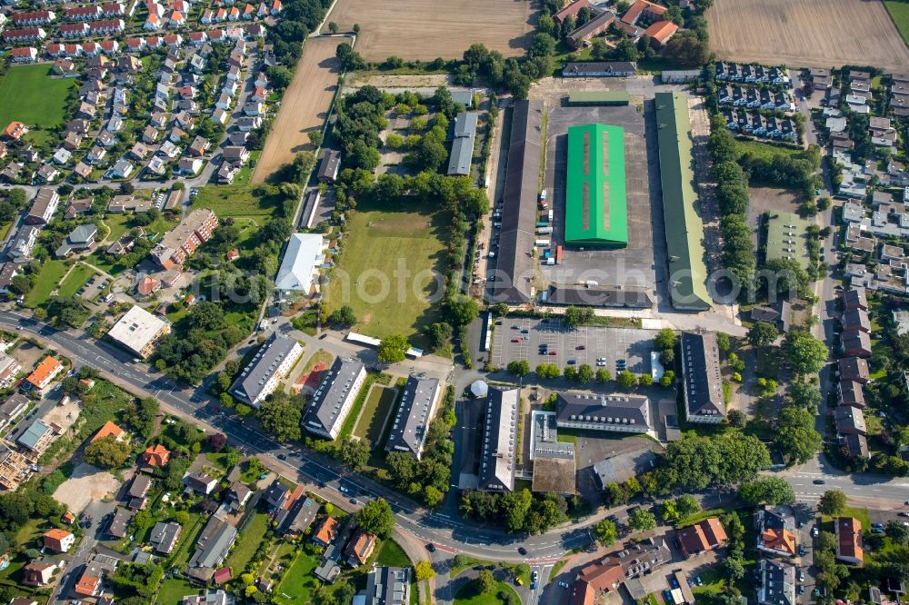 Hamm from the bird's eye view: Refugee - buildings at Alten Uentroper Weg on former Newcastle Barracks in Hamm in the state North Rhine-Westphalia