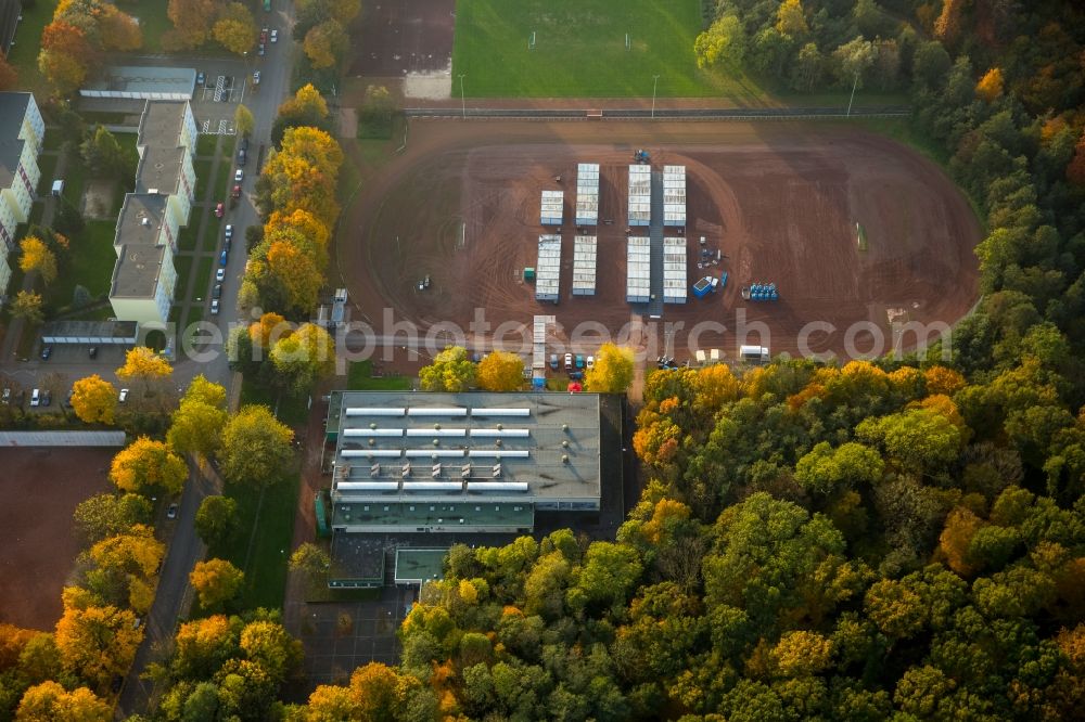 Aerial photograph Gladbeck - Construction site for the new building of Asylum accommodation buildings in Gladbeck in the state North Rhine-Westphalia