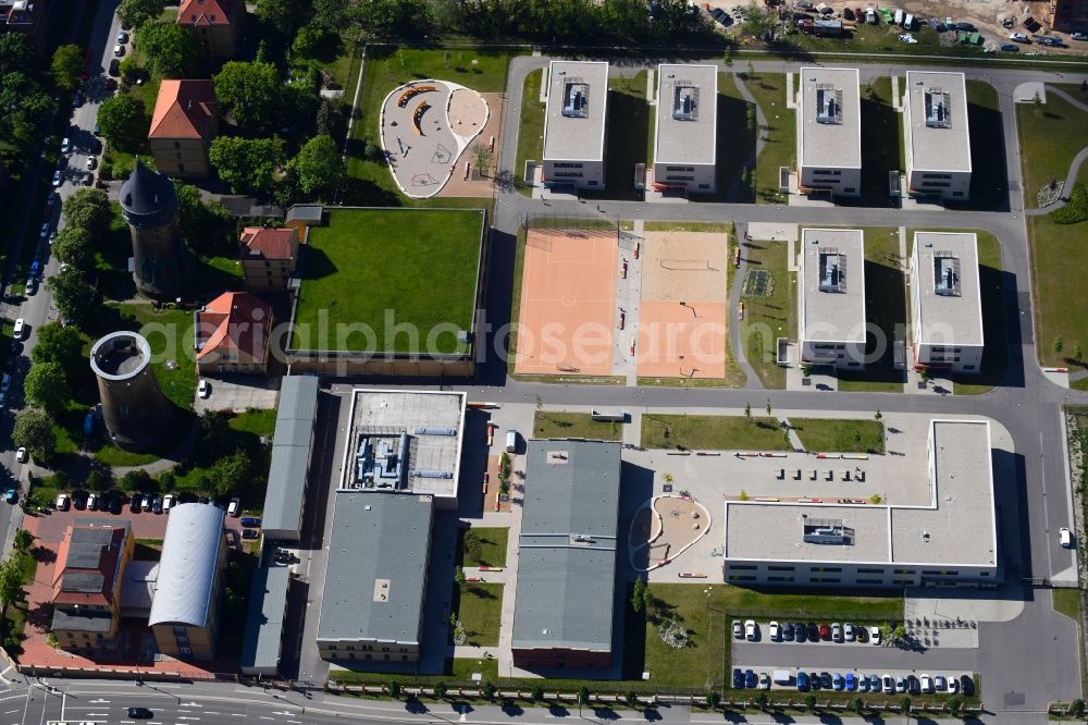 Aerial photograph Leipzig - Refugee - buildings on Max-Liebermann-Strasse in Leipzig in the state Saxony, Germany