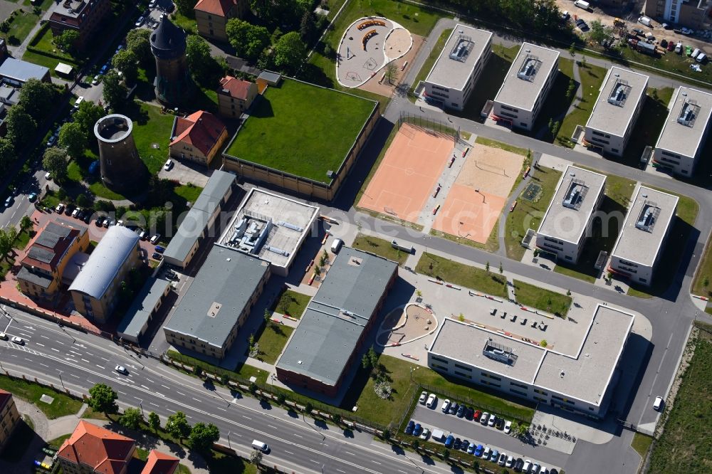 Leipzig from above - Refugee - buildings on Max-Liebermann-Strasse in Leipzig in the state Saxony, Germany