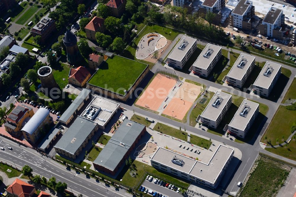 Leipzig from the bird's eye view: Refugee - buildings on Max-Liebermann-Strasse in Leipzig in the state Saxony, Germany