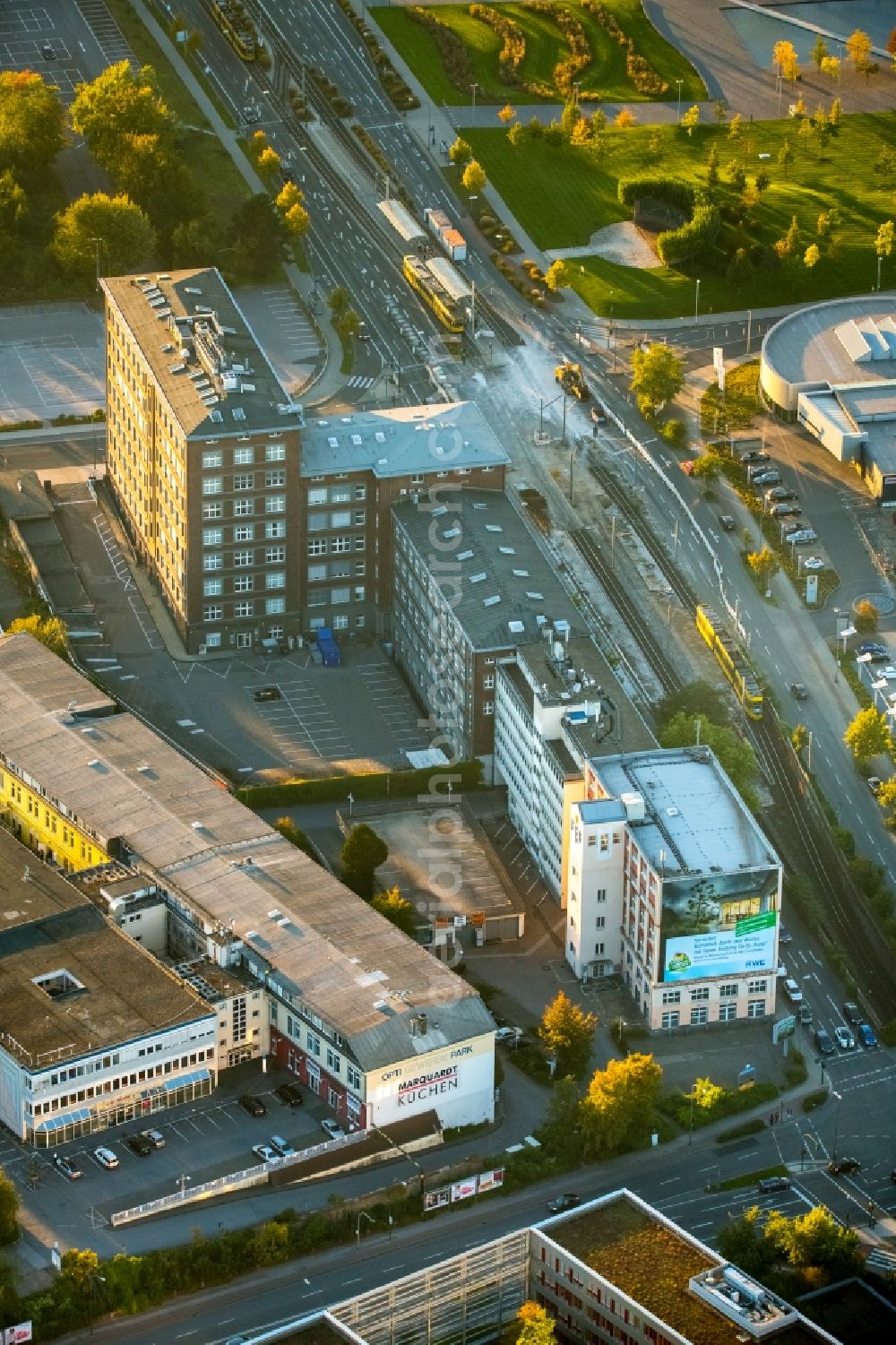 Essen from above - Refugee - buildings Opti-Park in the Altendorfer Strasse in Essen in the state North Rhine-Westphalia