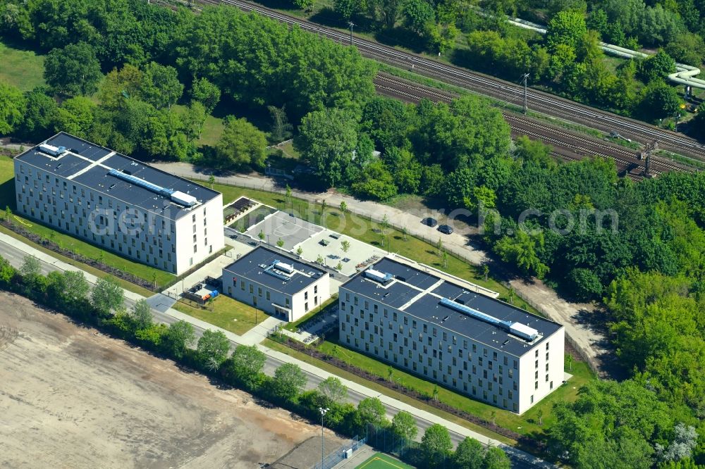 Aerial photograph Berlin - Refugee - buildings on Wartenberger Strasse in the district Neu-Hohenschoenhausen in Berlin, Germany