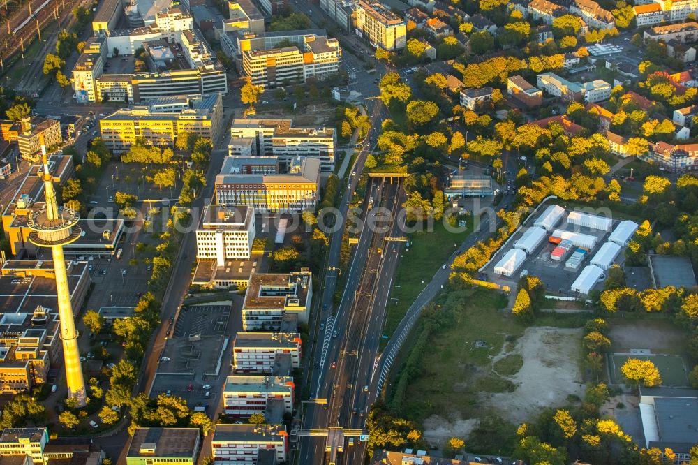 Essen from above - Refugee - buildings on Planckstrasse in Essen in the state North Rhine-Westphalia