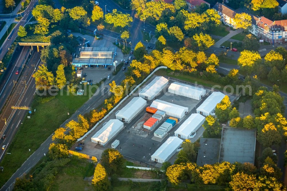 Aerial image Essen - Refugee - buildings on Planckstrasse in Essen in the state North Rhine-Westphalia