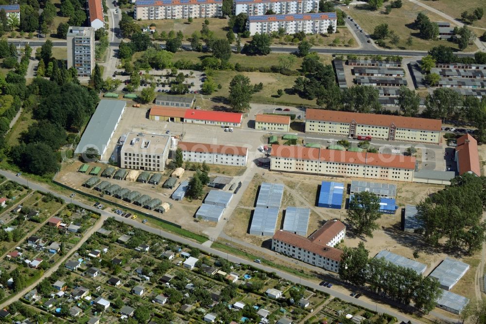 Aerial photograph Eisenhüttenstadt - Refugee - buildings der ZABH Zentrale Auslaenderbehoerde in Eisenhuettenstadt in the state Brandenburg