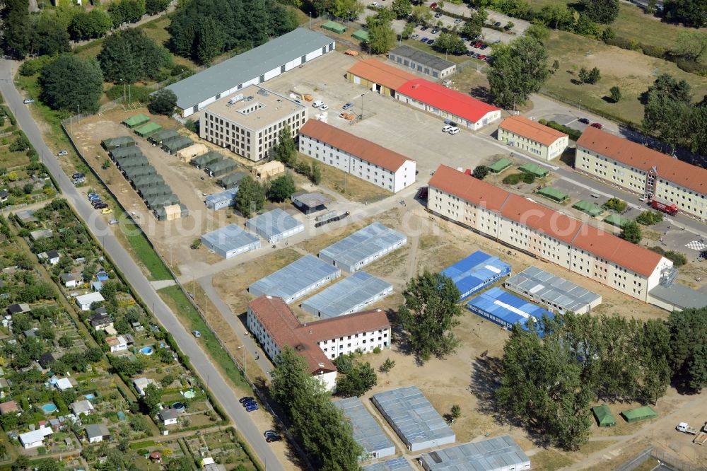 Aerial photograph Eisenhüttenstadt - Refugee - buildings der ZABH Zentrale Auslaenderbehoerde in Eisenhuettenstadt in the state Brandenburg