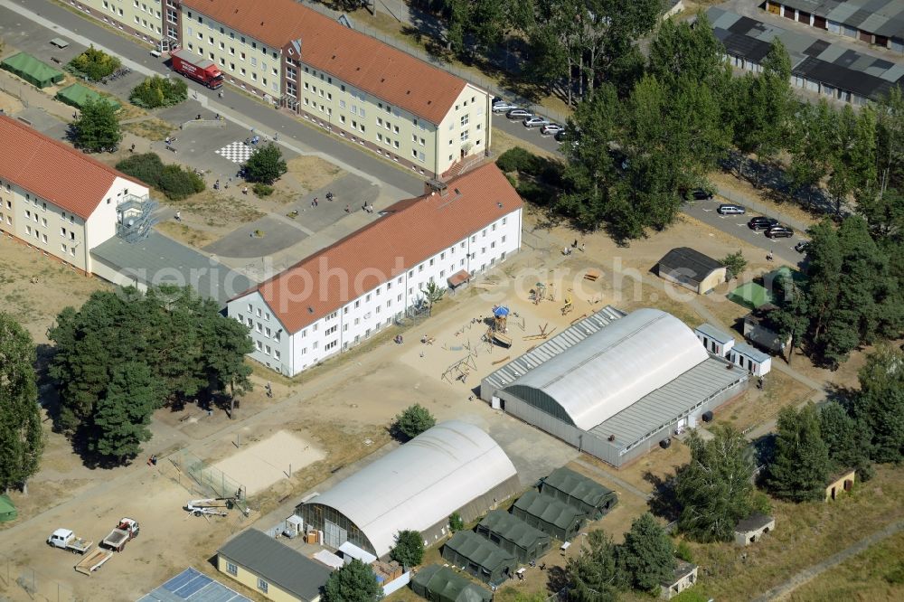 Eisenhüttenstadt from the bird's eye view: Refugee - buildings der ZABH Zentrale Auslaenderbehoerde in Eisenhuettenstadt in the state Brandenburg